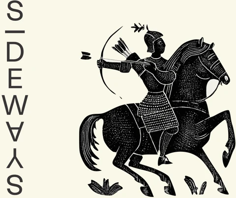 The Sideways logo: a woodcut-style mounted archer turning to fire an arrow behind them, beside a vertical Sideways wordmark